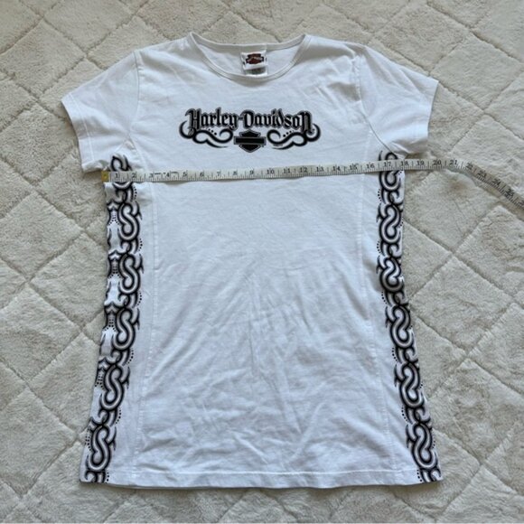 Harley Davidson | White with Black Flames Short Sleeve Tee | Size Large - Picture 5 of 6